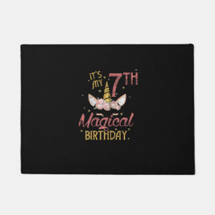7 Years Old Birthday Girl Gift Unicorn 7th Birthda Doormat