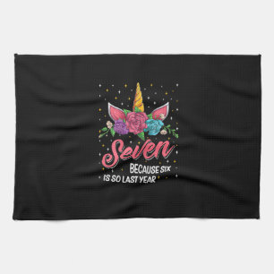 7 Years Old Birthday Girl Gifts Face Unicorn 7th B Kitchen Towel
