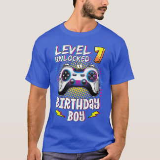 7 Years Old Birthday Level 7 Unlocked Gamer 7th Bi T-Shirt