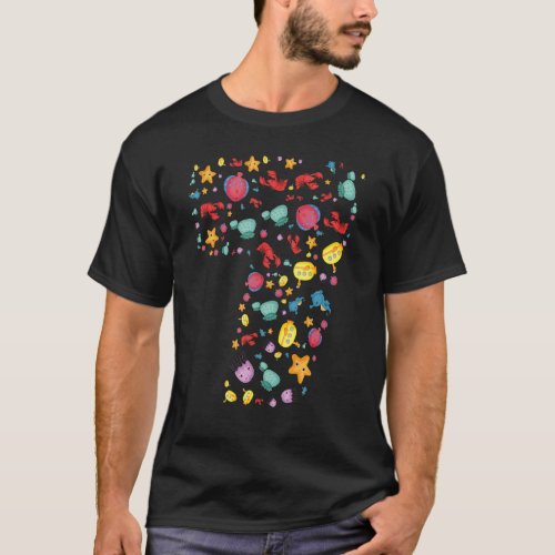 7 Years Old   Birthday Party Fish   Under The Sea  T_Shirt