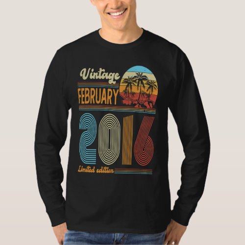 7 Years Old Birthday  Vintage February 2016 Girls  T_Shirt