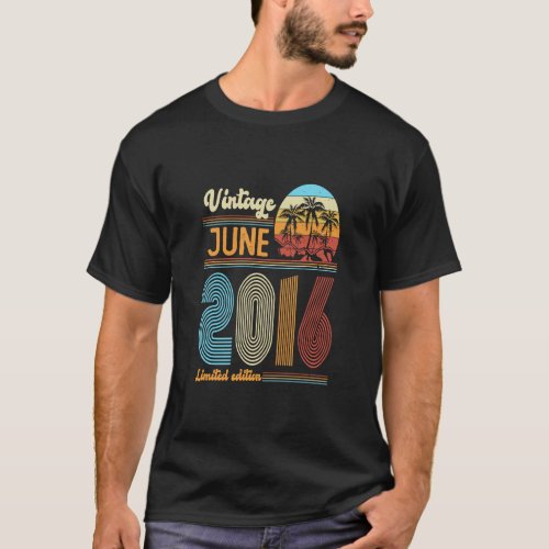 7 Years Old Birthday  Vintage June 2016 Girls Boys T_Shirt