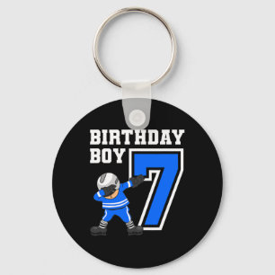 7 Years Old Boy Ice Hockey Player 7th Birthday Kid Keychain