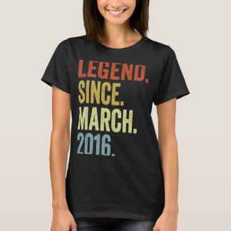 7 Years Old Boy Legend Since March 2016 7th Birthd T-Shirt