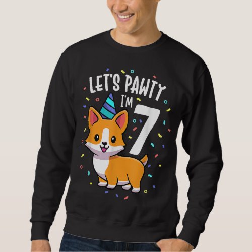 7 Years Old Corgi Dog Lover 7th Birthday Party Out Sweatshirt