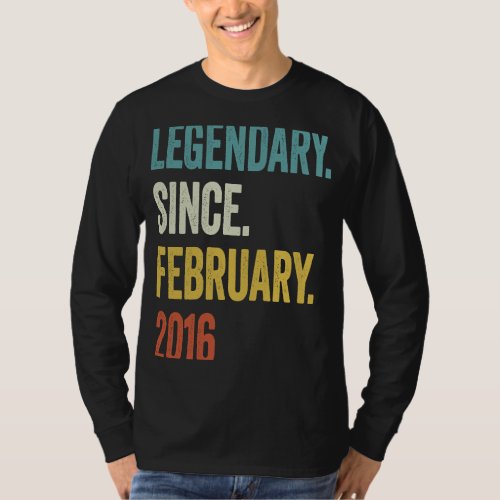 7 Years Old Legendary Since February 2016 7th Birt T_Shirt