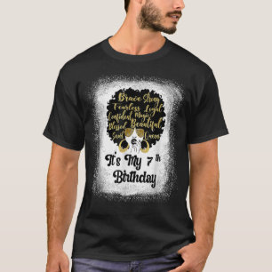 7 Years Old Leopard Melanin Girl It'S My Birthday  T-Shirt