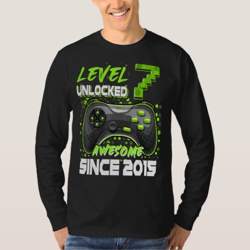7 Years Old Level 7 Unlocked Awesome 2015 7th Birt T_Shirt
