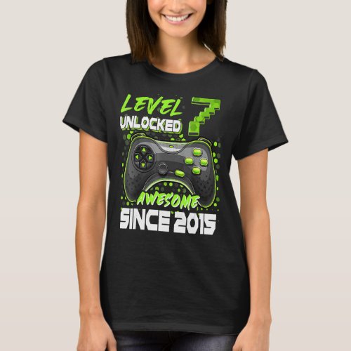 7 Years Old Level 7 Unlocked Awesome 2015 7th Birt T_Shirt