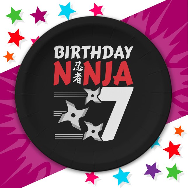 7 Years Old Ninja Party Stars Kids 7th Birthday Paper Plates (Creator Uploaded)