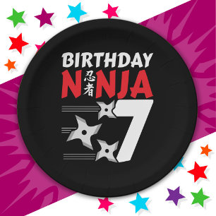 7 Years Old Ninja Party Stars Kids 7th Birthday Paper Plates