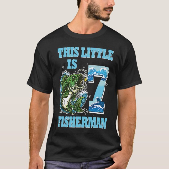 7 Years Old This Little Fisherman Is 7 Fishing Bir T-Shirt (Front)