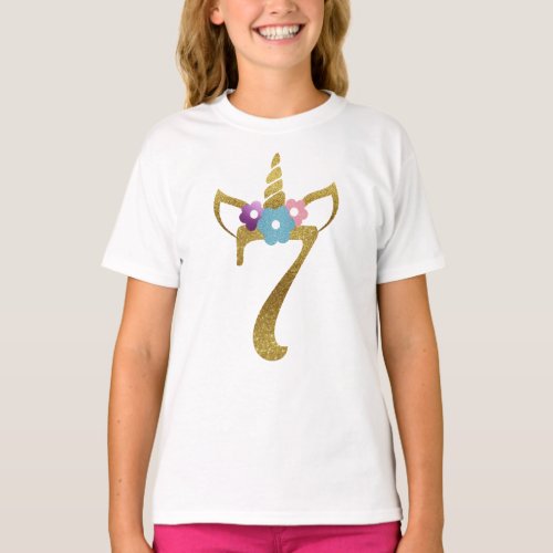 7 years old Unicorn Birthday Girl for Kids T_Shirt