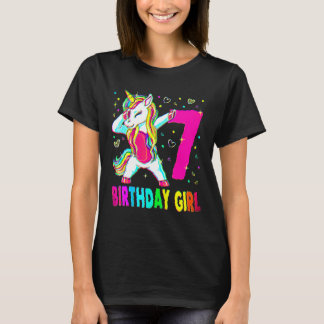 7 Years Old Unicorn Dabbing 7th Birthday Girl Unic T-Shirt