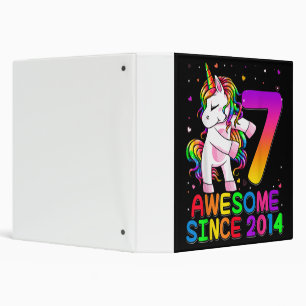 7 Years Old Unicorn Flossing 7th Birthday Unicorn 3 Ring Binder