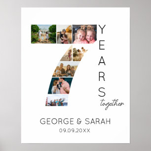7 Years Together Photo Collage Wedding Anniversary Poster