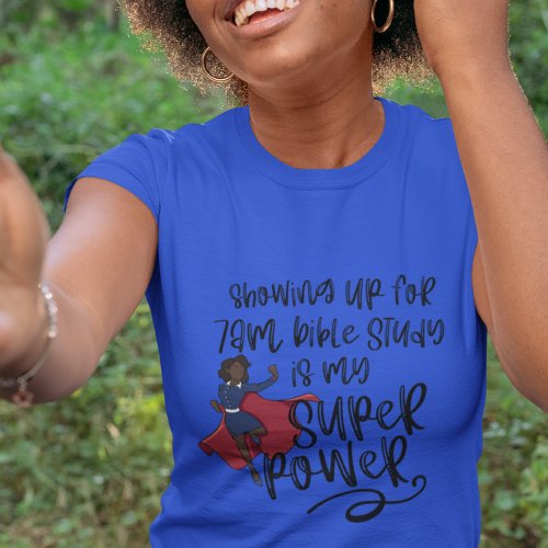 7am SISTER SUPER POWER Dark Skin Blue Short  T_Shirt