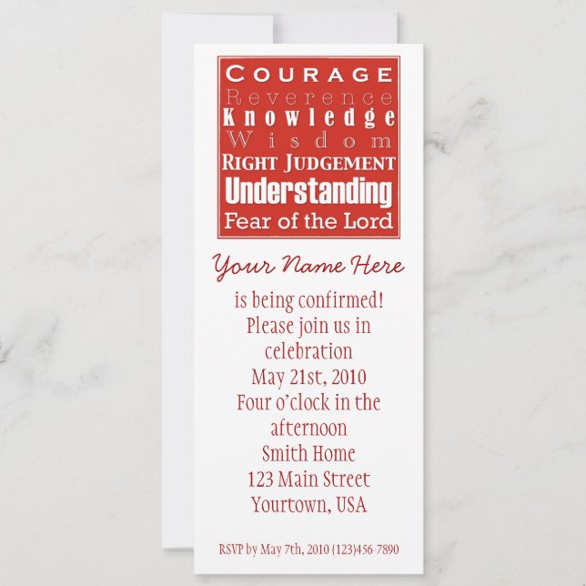 7Gifts for Your Confirmation Announcent Invitation (Front)