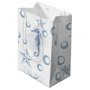 7lx4.5wx10h Medium Gift Bag Seahorse Ocean Beach