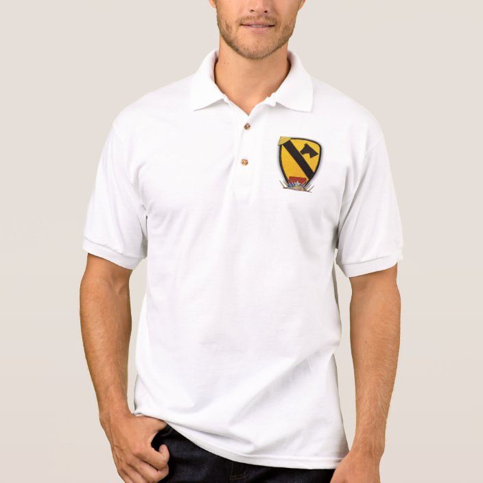 Mens 1st Cavalry Division Logo Army Embroidered Polo Shirts Embroidery Shirts