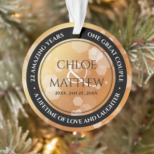 7th 22nd 49th Copper Wedding Anniversary Acrylic Ornament