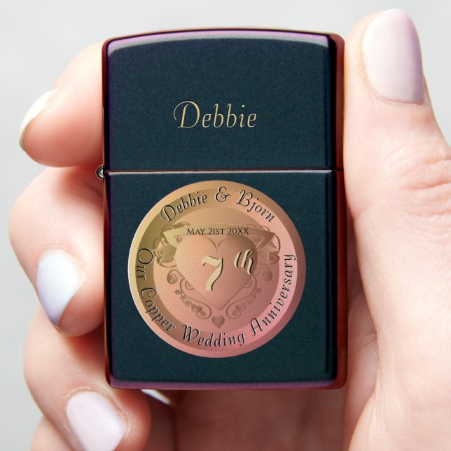 7th/22nd Copper Image Zippo Lighter (In Hand)