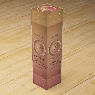 7th,22nd Wedding Anniversary Copper Medallion Wine Box