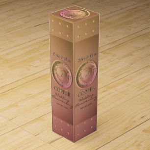 7th,22nd Wedding Anniversary Copper Medallion Wine Box