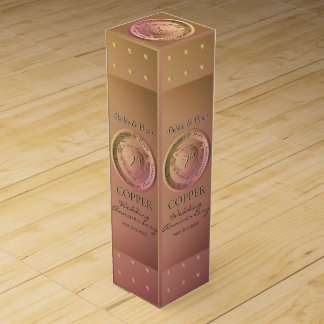 7th,22nd Wedding Anniversary Copper Medallion Wine Box