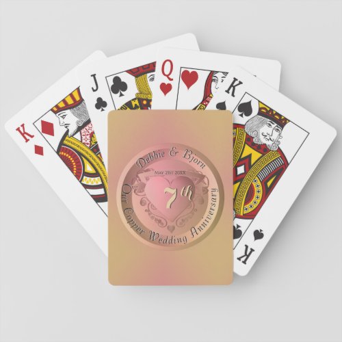7th22nd Wedding Anniversary Medallion Playing Cards