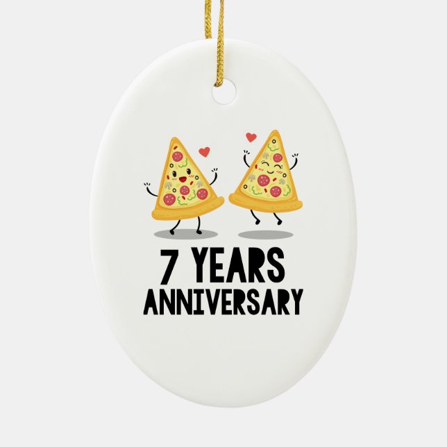 7th Anniversary 7 Years Ceramic Ornament (Back)