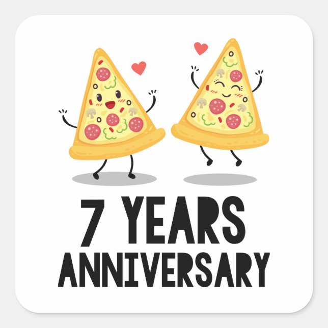 7th Anniversary 7 Years Square Sticker (Front)