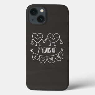 7th Anniversary Gift Chalk Hearts iPhone 13 Case