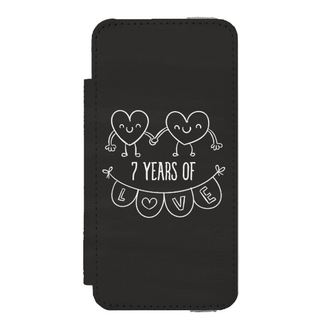 7th Anniversary Gift Chalk Hearts Incipio iPhone Wallet Case (Folio Front)