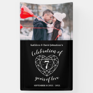 7th anniversary onyx heart personalized photo banner
