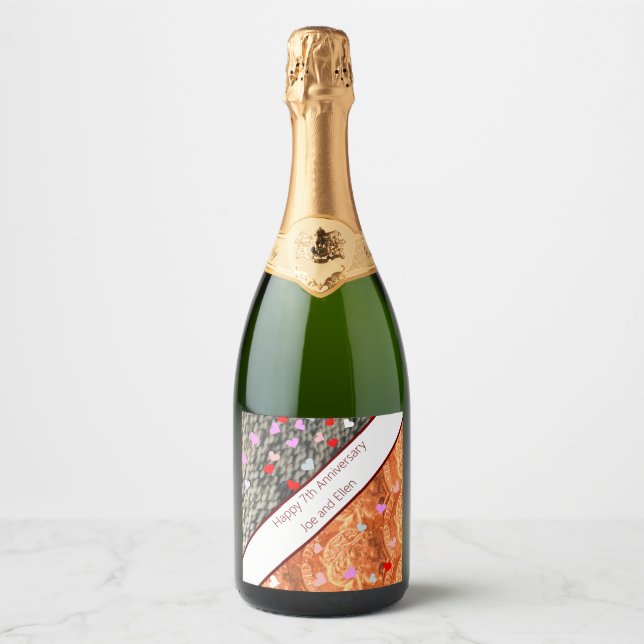 7th Anniversary, Wool and Copper Sparkling Wine Label (Front)