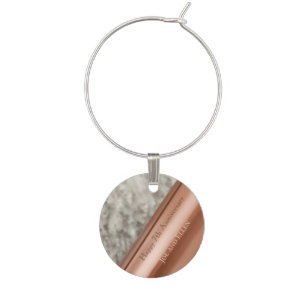 7th Anniversary, Wool and Copper Wine Charm