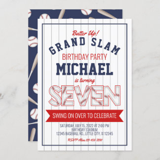7th Baseball Birthday Invitation