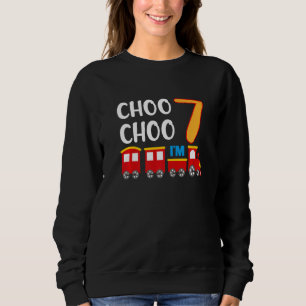 7th Birthday 7 Year Old Boy Train Wagon Railroad Sweatshirt