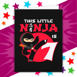 7th Birthday 7 Year Old Kids Party Little Ninja 7 Card