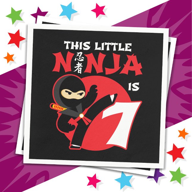7th Birthday 7 Year Old Kids Party Little Ninja 7 Napkins (Creator Uploaded)