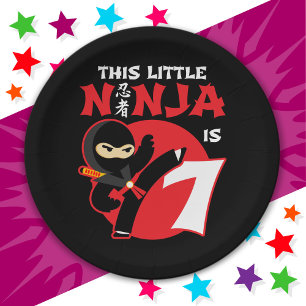 7th Birthday 7 Year Old Kids Party Little Ninja 7 Paper Plates
