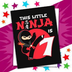 7th Birthday 7 Year Old Kids Party Little Ninja 7 Postcard