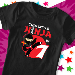 7th Birthday 7 Year Old Kids Party Little Ninja 7 T-Shirt