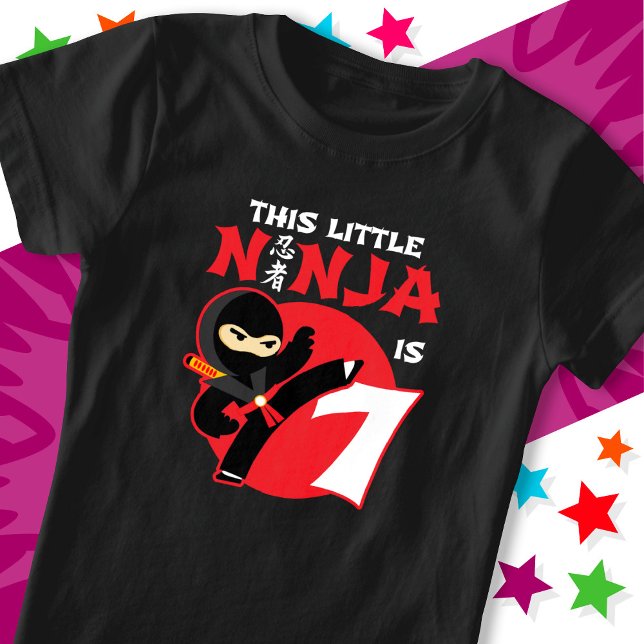7th Birthday 7 Year Old Kids Party Little Ninja 7 T-Shirt (Creator Uploaded)