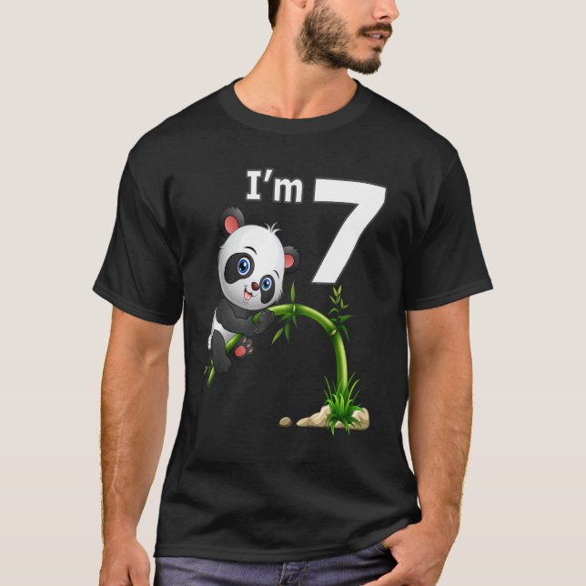 7th Birthday  7 Years Old Party Animal Panda  2 T-Shirt (Front)