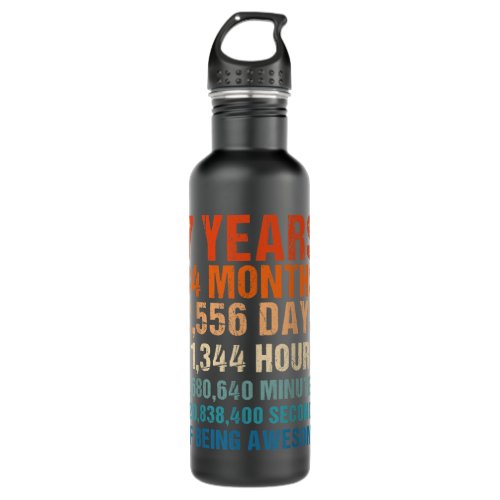 7th Birthday 7 Years Old Vintage Retro 84 Months F Stainless Steel Water Bottle