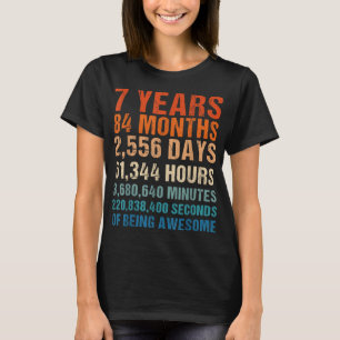 7th Birthday 7 Years Old Vintage Retro 84 Months F T-Shirt