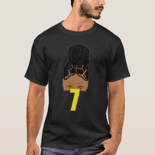 7th Birthday African American Young Girl Braided H T-Shirt