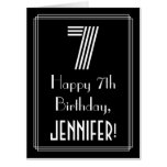 [ Thumbnail: 7th Birthday — Art Deco Inspired Look “7” + Name Card ]